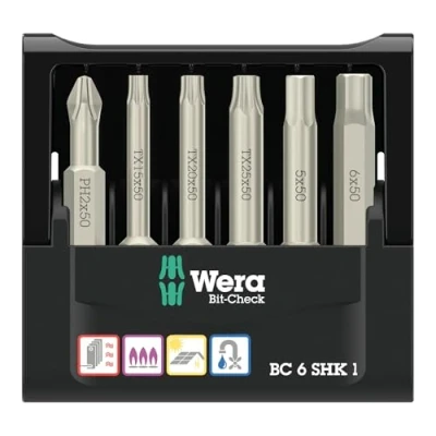 Immagine di Wera Bit Check 6 SHK 1 SB 05073631001 Kit inserti parti Croce Phillips, TORX, Brugola interna