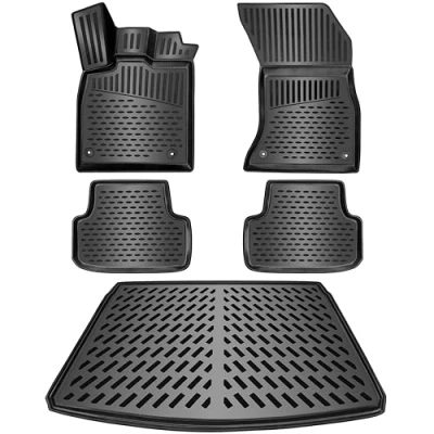 Immagine di ELMASLINE Set di tappetini in gomma 3D e vasca per bagagliaio Audi A4 (B9) Kombi (Avant) 2015 2024