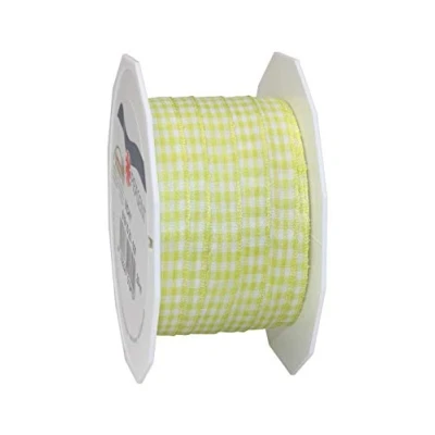 Immagine di PRÄSENT Nastro Regalo, Tessuto, Lime/Bianco, 20 m Rolle 10 mm, unità