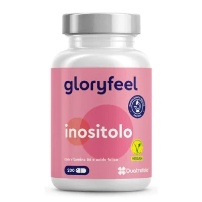 Immagine di Inositolo Integratore, con Acido Folico Quatrefolic®, Vitamina B6, 2000mg di per Dose, Integratore il Benessere Femminile, 200 Capsule, Senza Additivi
