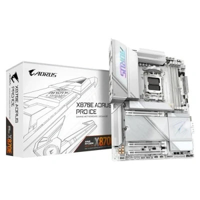 Immagine di GIGABYTE Scheda madre X870E AORUS PRO ICE Supporta CPU AMD Ryzen 9000, VRM digitale a 16+2+2 fasi, fino 8000MHz DDR5 (OC), 3xPCIe 5.0, Wi Fi 7, LAN 2.5GbE, USB 4
