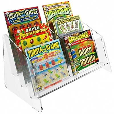 Immagine di DesignPlex Espositore gratta e Vinci da banco in plexiglass Trasparente a 6 Tasche Misure: 24.5 x 15 H14 cm