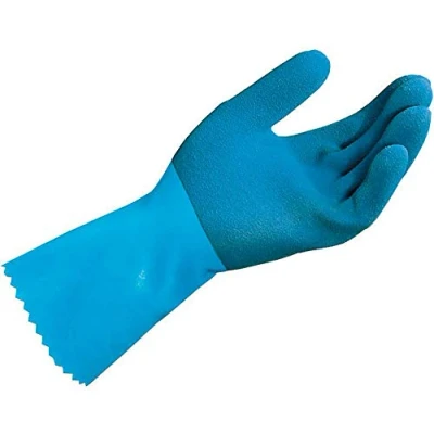 Immagine di MAPA Professional, Jersette 301, guanti in lattice resistenti alle sostanze chimiche, a prova di liquidi, pulizia e costruzione, protezione blu, taglia 6, 1 paio
