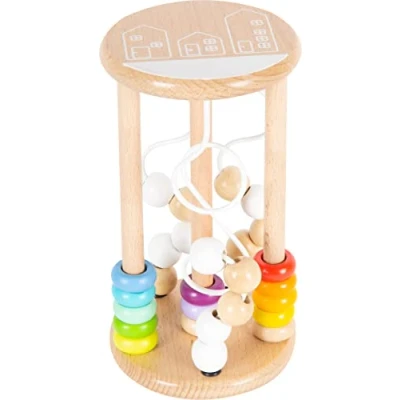 Immagine di Small Foot Gioco di motricità Rumore delle biglie, in Legno, con Activity e Dischi da spostare, 12 Mesi Giocattolo Motorio Colorato a Forma Cilindro, Small, 10630