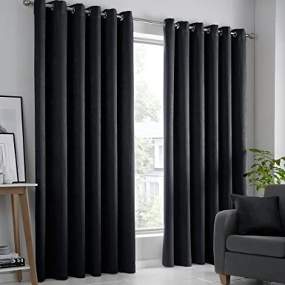 Immagine di Fusion tende nere 168 x 137 cm (larghezza lunghezza) 2 pannelli con occhielli in nero termiche per camera da letto/soggiorno e porta