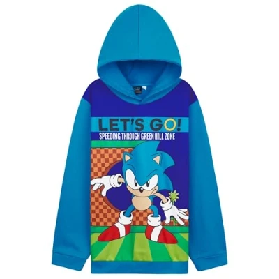 Immagine di SONIC THE HEDGEHOG Shadow Felpa con Cappuccio Ragazzo Adolescenti, Caldo Felpe Pullover Bambino Knuckles Tails, Idee Regalo Bambini(Blu/Multicolori, 7 8 Anni)