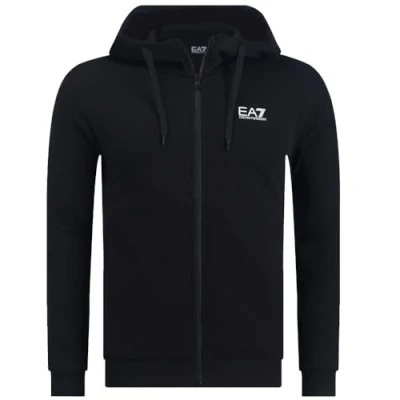 Immagine di EA7 Emporio Armani Uomo Felpa con Cappuccio e Zip in Cotone (IT, Testo, 3XL, Regular, Black)
