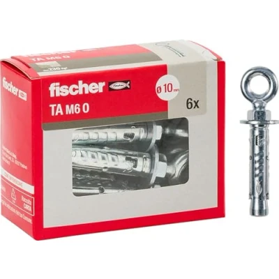 Immagine di Fischer 6 Pz. Tasselli in Acciaio TA M6 con Occhiolo, Diametro 10 mm, Vite M6, Bulloni di Espansione, 71254