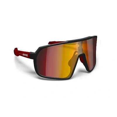Immagine di Bertoni Occhiali Sportivi Ciclismo MTB Running per Uomo Donna in TR90 100% Protezione UV mod. GEMINI (Nero Opaco/Rosso Lucido Lente Specchiata Oro Rosso)