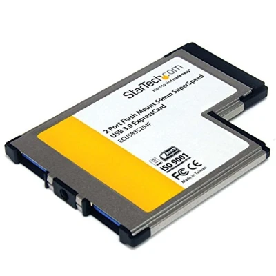 Immagine di StarTech.com Adattatore Scheda ExpressCard SuperSpeed USB 3.0 a 2 porte, 5Gbps, da 54 mm con montaggio filo e supporto UASP (ECUSB3S254F)