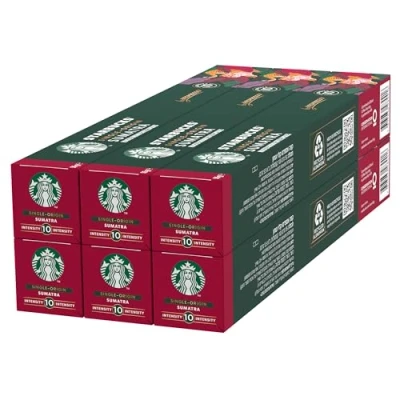 Immagine di STARBUCKS Single Origin Sumatra by Nespresso Caffè, 6 confezioni da 10 capsule (60 compatibili Nespresso)