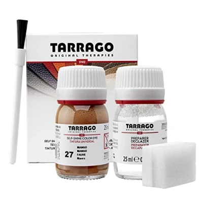 Immagine di Tarrago Kit 25 ml di colorante auto lucido Tintura autolucidante per scarpe, accessori e primer Copre sfregamenti calzature Mango (27)