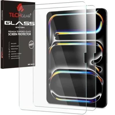 Immagine di TECHGEAR Proteggi schermo in vetro temperato per iPad Pro 11&quot; 2024 (2 pezzi) [durezza 9H] [chiarezza HD] [resistente ai graffi] [senza bolle] realizzate Apple (M4) 5a generazione