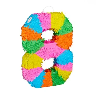 Immagine di Relaxdays Pignatta per Feste di Compleanno, Numero 8, da Appendere, Bambini e Adulti, Riempire, Colore Colorata, 10025189_910