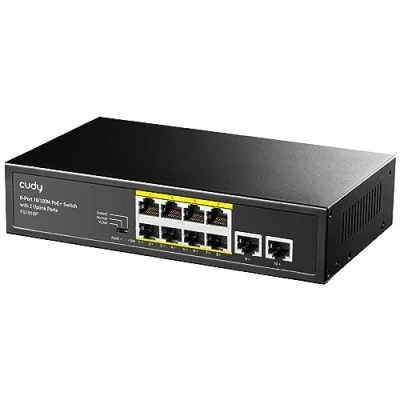 Immagine di Cudy FS1010P Switch Ethernet 8+2 Porte Poe+ 120W, 8 10/100Mbps Poe+, Unmanaged, CCTV/VLAN, No Alimentazione Aggiuntiva, 802.3af/at, Versione Rack in Metallo