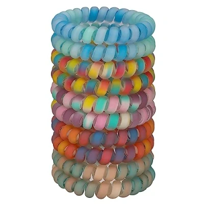 Immagine di JessLab Spirale Capelli Cravatte, 10 Pezzi Assortiti Traceless Carino Plastica Bobina Coda di Cavallo Titolari, Nessun Danno Accessori per Donne e Ragazze