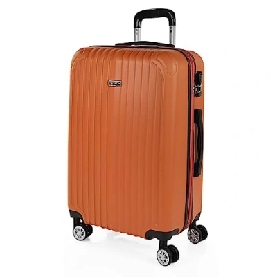 Immagine di ITACA Valigia Media da Viaggio Rigide. Trolley Medio con 4 Ruote. Materiale ABS Rigida in Offerta Resistente e Super Leggero 20 kg Lucchetto TSA T71560, Tangerino