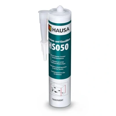 Immagine di HAUSA silicone per acquario, HS050, trasparente, 310 ml, colla in e sigillante acquari, terrari, costruzioni vetro, indurimento rapido, resistente all&#039;acqua dolce al mare, a