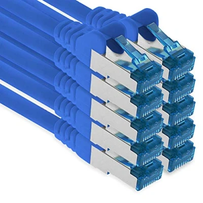Immagine di 1aTTack.de 3 metri CAT.6 Cavo di rete LAN Ethernet Gigabit RJ45 CAT 6 patch A 10000 Mbit s Sftp Pimf 500 MHz compatibile con CAT5 CAT6 CAT7 Cat8 blu 10 pezzi