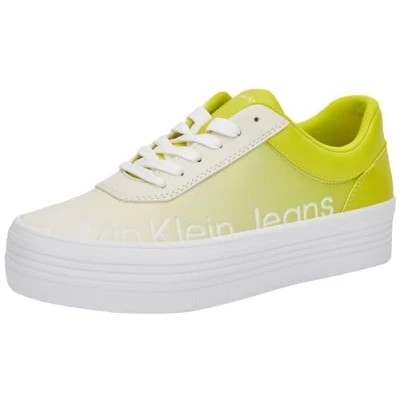 Immagine di Calvin Klein Jeans Bold Vulc FLATF Low Lth in SAT YW0YW01293, Sneaker vulcanizzate Donna, Giallo (Sulphur/Creamy White), 37 EU