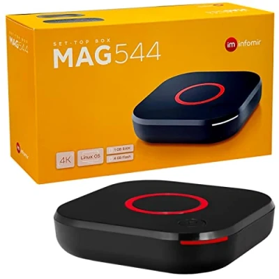 Immagine di MAG 544 Original Infomir &amp; hb digital 4K Set Top Box Multimedia Player Internet TV Receiver UHD 60FPS 2160p@60 FPS HDMI 2.1 e supporto HEVC USB3.0 4X ARM Cortex A35 + cavo