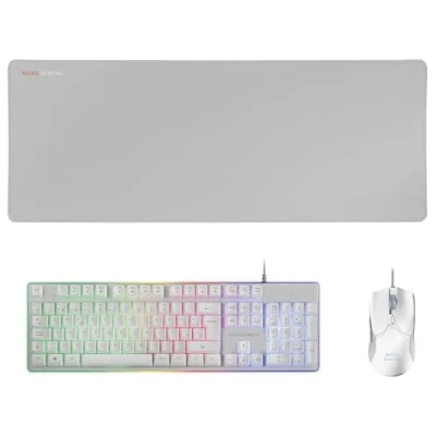Immagine di Mars Gaming MCPXWES, Combo H Mech FRGB Tastiera, Ultralight Mouse 10000DPI &amp; XXL Mousepad, Nero, Lingua Spagnola