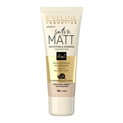 Immagine di Eveline Satin Matt Mattifying &amp; Covering Foundation 4in1 101 Ivory 30 ml