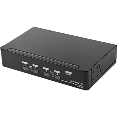 Immagine di StarTech.com Switch KVM DisplayPort a 4 porte, 4K 60Hz, Schermo singolo, USB UHD DP 1.2 doppia porta, Hub 2.0 integrato e audio, Dell, HP, Apple, Lenovo, TAA (SV431DPUA2)