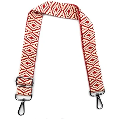 Immagine di Tracolla per Borsa Rosso Donna, Regolabile, Colorata Cinghia di Ricambio Larga 3.8cm con Argento Moschettoni Accessori Borsette Ragazza DIY, #9