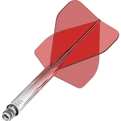 Immagine di Mission Darts Force 90 Freccette con sistema integrato di precisione e asta, confezione da 3 alette steli combinati professionali altamente durevoli Standard No.2 (rosso sfumato, corto)