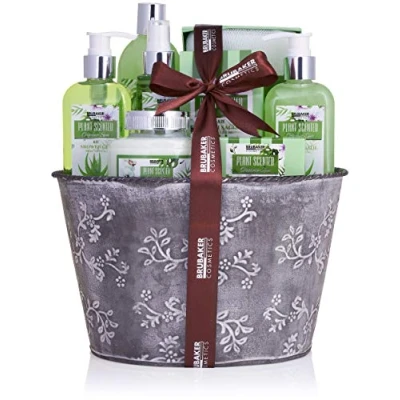 Immagine di BRUBAKER Bagno e Doccia Aloe Vera Set Regalo da 9 Pezzi in Vasetto per Piante con Disegni a Fiori