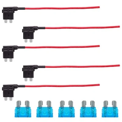 Immagine di Rantecks ​​5PCS 12V Portafusibili a Lama con Filo, Standard Add circuit Portafusibile, Piggy Back 15A Blade Fuse for Barca del motociclo camion dell&#039;automobile