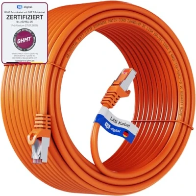 Immagine di HB Digital 10m Cavo Ethernet CAT 7 LAN S/FTP PiMF LSZH AWG26 Rete con Connettori RJ45 6A 10 Gbits/600 MHz Ideale per Patch Panel Server PC Laptop Smart TV DSL Arancione