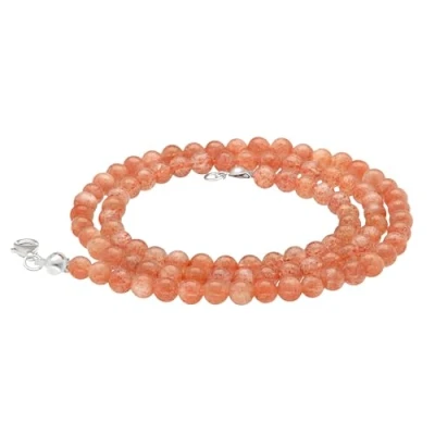 Immagine di Lebensquelle Plus Collana a sfere con pietra di sole, chiusura in argento 925, diametro 4 mm, moschettone, lunghezza 45 cm, catena alta qualità, Acciaio inossidabile
