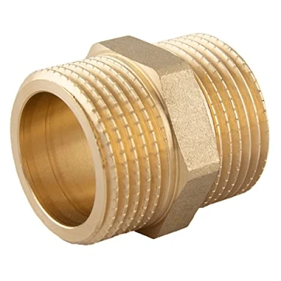 Immagine di konst install Doppio nipplo da 3/4 pollici (diametro 26,4 mm) filettatura esterna in ottone, raccordo 2 raccordi filettati AG adatto per riscaldamento acqua potabile