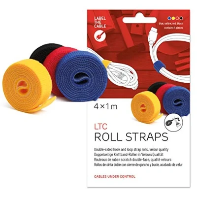 Immagine di LABEL THE CABLE Rotolo Organizer Cavi Double Face a Strappo Fascetta Ordina In Velour di Qualità LTC ROLL STRAPS 4 x 1 m 16 mm Colori Vari 1230