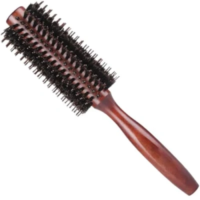 Immagine di Spazzola Rotonda per Capelli in Legno Massello,Spazzola Styling a Rullo Piccola, Adatta Donne e Uomini, Lunghi, Spessi, Sottili Ricci(Medium)