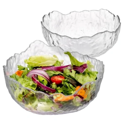 Immagine di Navaris Set Ciotole da Portata in Vetro Insalatiere Trasparenti Ø 19,6cm 23,9cm Ciotola per Cucinare e Servire Design Trasparente
