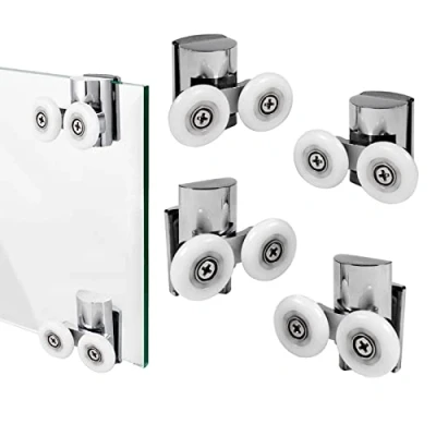 Immagine di Guide per porta della doccia in lega di zinco, 23 mm, 2 ruote doccia, top, inferiori, 4 pezzi