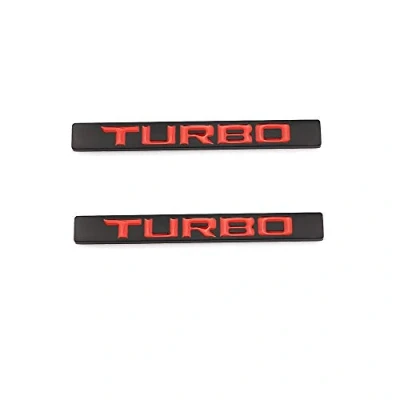 Immagine di 2 pezzi TURBO Emblema Auto Parafango Posteriore Distintivo Decalcomanie Modificato Emblems Adesivi Decorazione Badge Ricambio per tutte le (Nero Rosso)