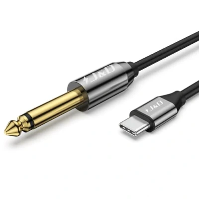 Immagine di J&amp;D Cavo Audio da USB C a 6,35 mm 1/4 di Pollice TS, con Interconnessione Mono Tipo Maschio Compatibile iPhone 15/15 Plus/15 Pro/15 Pro Max, 2 m