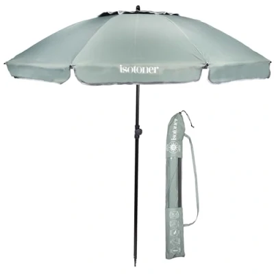 Immagine di Isotoner Ombrellone da spiaggia ultra resistente anti vento e UV upf50+,, cachi.