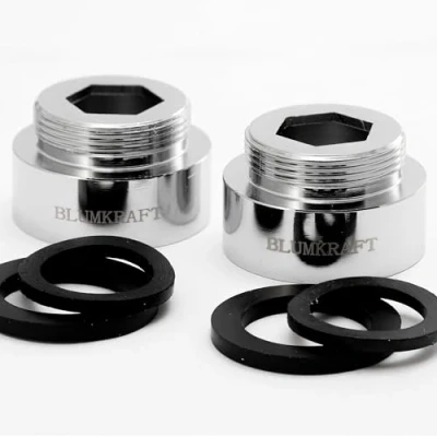 Immagine di BLUMKRAFT Set di 2 adattatori per rubinetto F28 M22 in metallo massiccio ottone argentato 28 mm femmina 22 maschio (F28 M22/M22 F28)