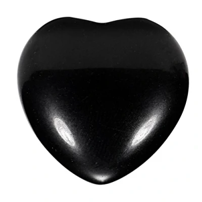 Immagine di Morella Portafortuna a forma di cuore gemma pietre preziose Opsidian 3 cm in un sacchetto velluto