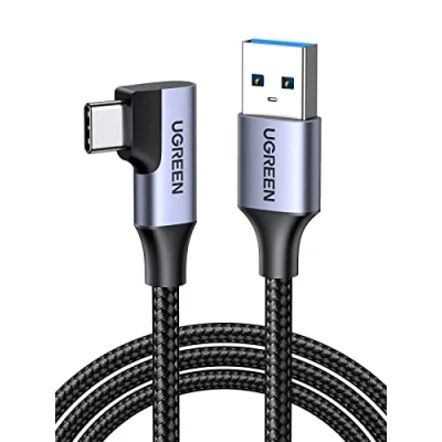 Immagine di UGREEN Cavo USB C A 3.0 5Gbps in Nylon, Tipo 90 Gradi 3A Compatibile con iPhone 16/15 Plus Pro Max, Galaxy S24 S23 S22 A53 A33, Pixel 9/8, ecc. 1M
