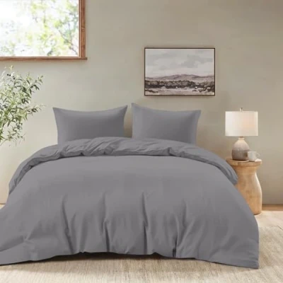 Immagine di Dreamzie Copripiumino Una Piazza e Mezza 155x200 cm con 2 Federe 80x80 Antracite Set 155x220