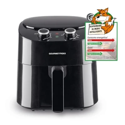 Immagine di GOURMETmaxx Friggitrice ad aria calda da 4,5 l, con 8 programmi, ideale per cuocere a basso contenuto di grassi, grigliare o senza olio, display LCD, funzione timer e Stay On, 1400 W