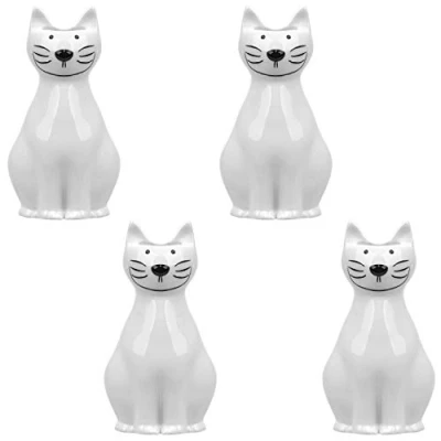 Immagine di Metrox a1675 Set di 4 umidificatori in ceramica a forma gatto da applicare al termosifone, diffusore, colore: bianco