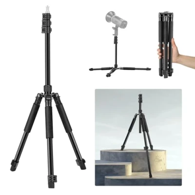 Immagine di NEEWER Stativo Luce Fotografico, 47 195cm Treppiede per Illuminazione da Studio Reversibile in Alluminio, Supporto Video Telefono con Vite 1/4&quot; Strobo Softbox Fotocamera, Max 3kg, ST195