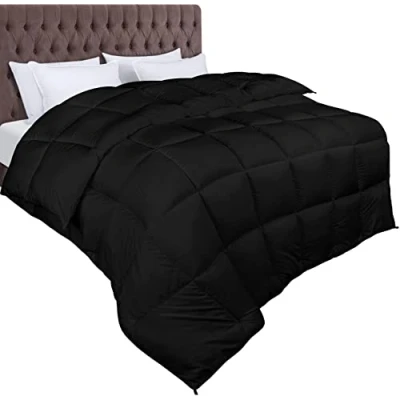 Immagine di Utopia Bedding Piumone 240 x 260 cm 370 gsm, Piumino Una Piazza e Mezza, Letto Trapunta Mezza 100% Microfibra (Nero)